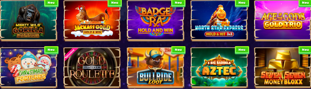 Spielauswahl bei Wazamba